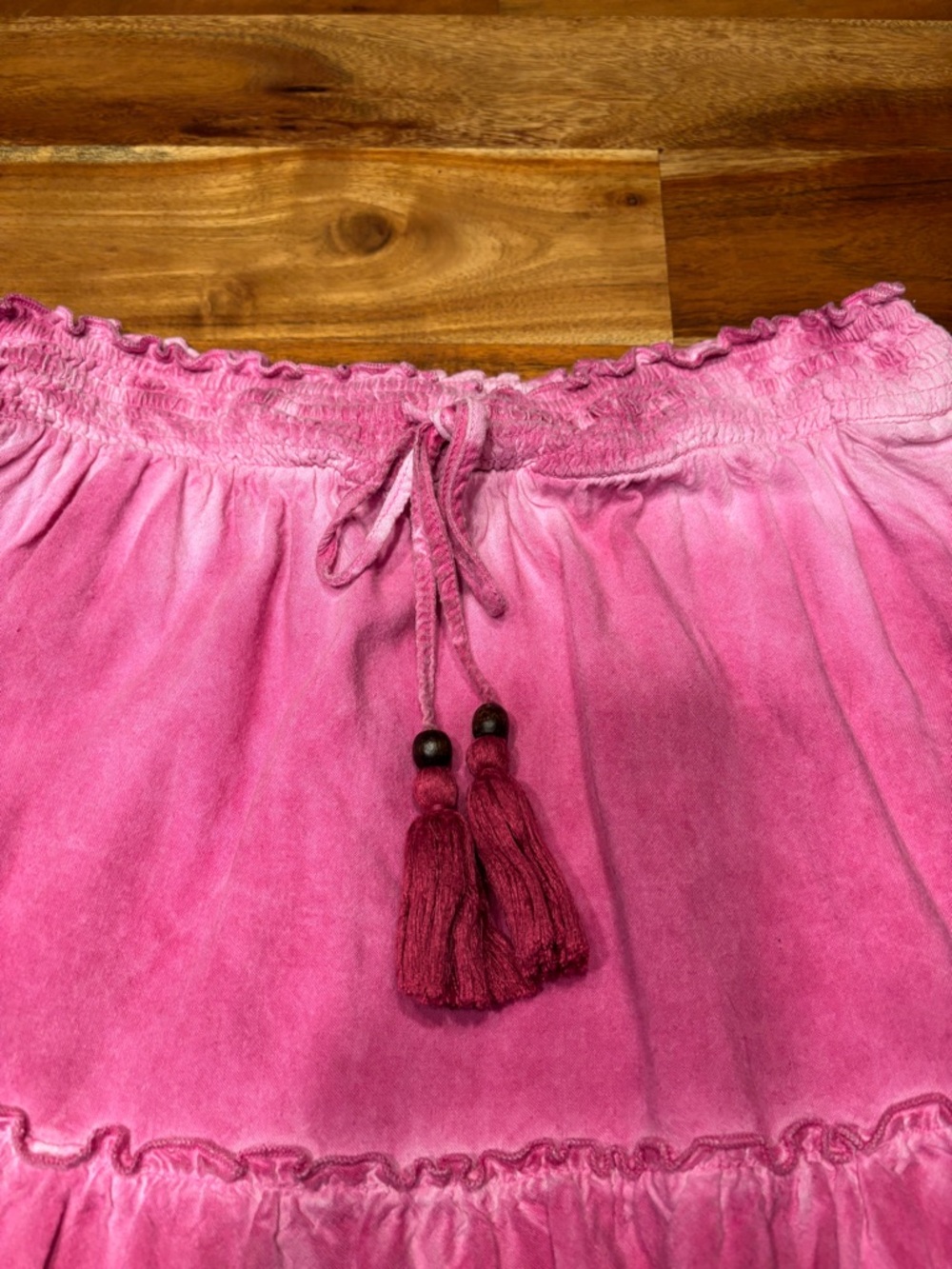 Anthropologie Pilcro Giulia Pink Tiered Boho Mini Skirt Tassels - Small - Picture 3 of 5